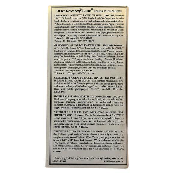 Lot of 7 Ladd April Publications Greenberg's Lionel Train Guides 1901 to 1988 - Picture 6 of 7